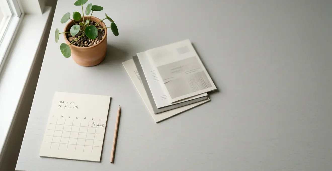 Représentation abstraite d'une stratégie financière à long terme avec des éléments temporels et une composition minimaliste