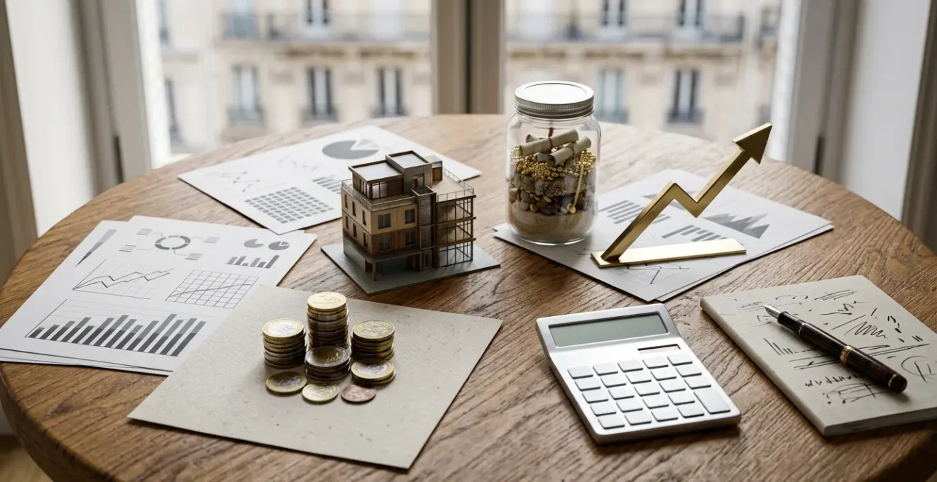 Scene illustrant la reflexion strategique autour du choix entre differents placements financiers pour un montant important