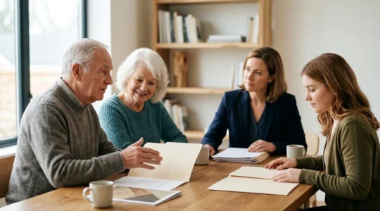 Consultation patrimoniale multigénérationnelle avec documents de transmission
